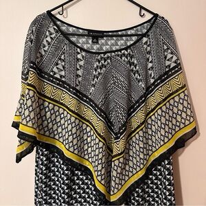 I.N. Studio Black and‎ Yellow Patterned Blouse